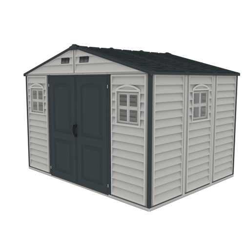 Duramax Woodside Plus - 10ft x 8ft Plastic Garden Shed in Grey